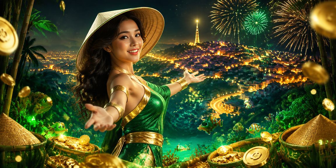 Người chơi tại Đà Lạt tham gia cá cược casino trực tuyến với nón lá truyền thống trong không gian văn hóa Việt Nam