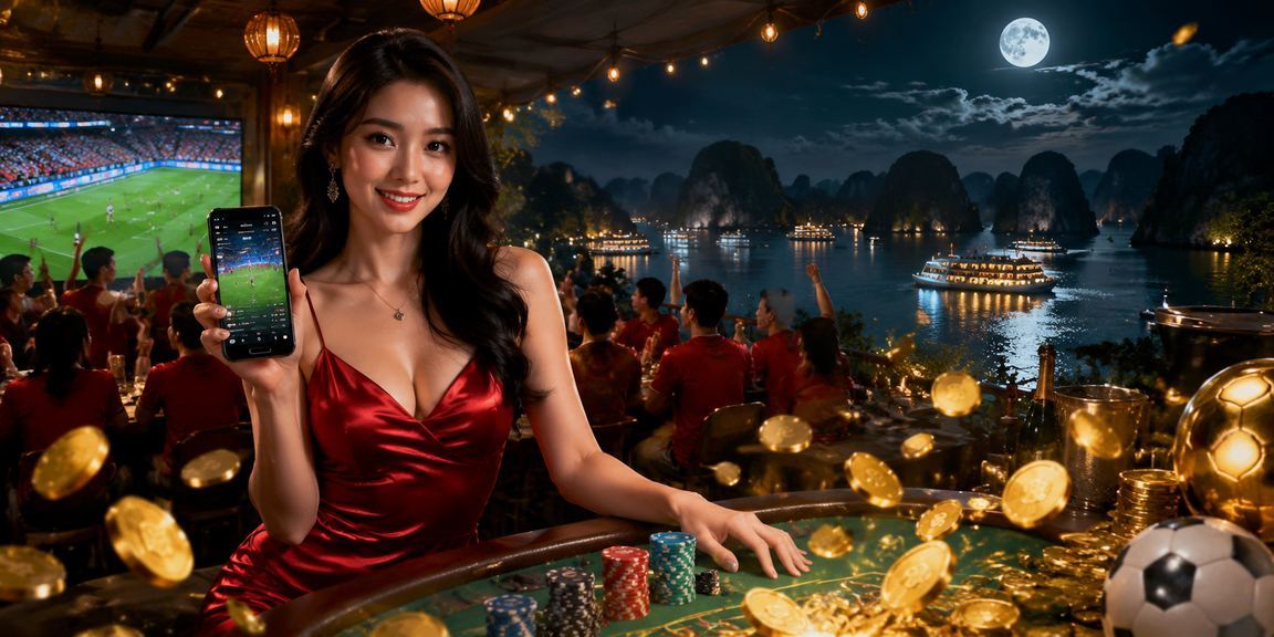 Người chơi sử dụng điện thoại để tham gia casino trực tuyến trên vịnh Hạ Long